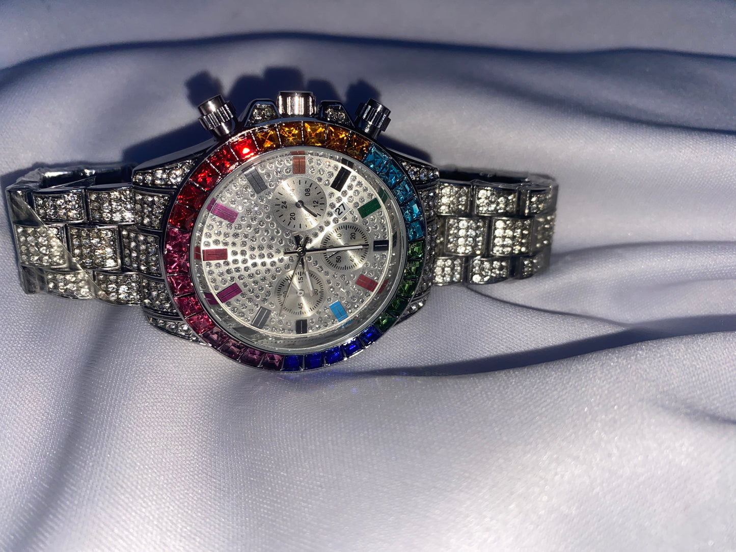 Multi Colored Bust Down Wrist Watch